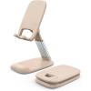 Lamicall Cell Phone Stand for Desk – [Height Adjustable] Foldable Mobile Phone Holder, Portable Stand for iPhone 17 16 15 14 13 12 11 Pro Max Plus Air, Galaxy S25 S24, Telephone, Office Accessories(Khaki)