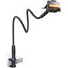 Lamicall Gooseneck Phone Holder Bed – [Nylon Braided] Flexible Arm, 38inch Overall Length, 360 Adjustable Clamp Clip, Overhead Cell Phone Mount Stand for Bed, Desk, 4-7” Cellphone(Black)