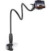 Lamicall Gooseneck Phone Holder for Bed – 360 Adjustable Clamp Clip, Overhead Cell Phone Mount Stand for Desk, Compatible with All Cellphone, White(black)