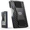 Lamicall Minimalist Metal Wallet for Men – [Mechanical Hinges][15-20 Cards] Slim Wallets, Credit Card Holder, Money Clip & Cash Strap, RFID, Thin, Gift for Men, Stocking Stuffers, Christmas Gifts(Carbon Fiber – CLIP&STRAP)