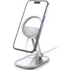 Lamicall Phone Stand for Apple 15W MagSafe Charger – Collasple Adjustable Charging Holder Dock Cradle for Desk, Compatible with Airpods, iPhone 16 15 14 13 12 Plus, Pro, Pro Max, Grey [Stand Only](For 15W Charger [Old Version] – Silver)
