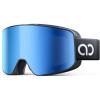 Lamicall Ski Goggles with 3X Anti-Fog – 100% UV Protection, OTG Design for Skiing, Snowboard, Snowmobile, Men, Women(Black Frame – Blue Lens)