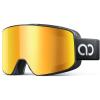 Lamicall Ski Goggles with 3X Anti-Fog – 100% UV Protection, OTG Design for Skiing, Snowboard, Snowmobile, Men, Women(Black Frame – Gold Lens)