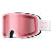 Lamicall Ski Goggles with 3X Anti-Fog – 100% UV Protection, OTG Design for Skiing, Snowboard, Snowmobile, Men, Women(White Frame – Pink Lens)