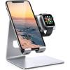 Lamicall Stand for Apple Watch Phone Holder 2 in 1 Desktop Stand Holder Charging Station Dock for Apple Watch SE Series 10/9/8/7/6/5/4/3/2 Ultra(sliver)