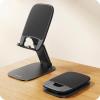Lamicall Ultra-Thin Cell Phone Stand for Desk – [Height Adjustable] Foldable Desktop Phone Holder, Portable Mobile Stand, Office Desk Accessories for iPhone 17 16 15 14 13 Pro Max Air, Galaxy S25, S24(A-Black)