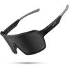Lamicall XL Size Polarized Sports Sunglasses for Men Women, Large UV400 Protection Sun Glasses, Running Cycling Baseball(Black Frame-gray Lens)