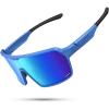Lamicall XL Size Polarized Sports Sunglasses for Men Women, Large UV400 Protection Sun Glasses, Running Cycling Baseball(Blue Frame-blue Lens)