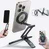 Lamicall for Magsafe Tripod Stand – [Ultra-Compact] Aluminium Magnetic Phone Tripod for iPhone 17/16 Pro Max Air, Flexible Cell Phone Bedstand Mount with 1/4″ Screw, Arca & Hook Fits Travel Desk Grey(Black)