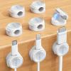 Magnetic Cable Clips Cord Organizer – Lamicall 8Pack [Crystal-Clear & Silver Shine] Cable Management Holder for Phone Charging Cord, Strong Adhesive for Nightstand, Home Office Desk Decor Accessories(- Snow White)