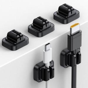 10Pack [Spring Fixed] Cord Holder Clips, Cord Organizer for Desk – Lamicall Adjustable Clips Cable Management, Phone Charger Cord Holder, Wall Car Desktop Nightstand Wire Cord Organizer(Black)