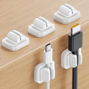 5Pack Cable Spring Holder Clips, Cord Organizer for Desk – Lamicall Adjustable Cord Wire Holder Keeper, Phone Charger Organizer Clips, Wire Cable Management for Nightstand Wall Car Office Desktop(White)