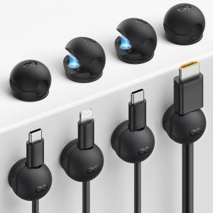 8Pack Magnetic Cord Organizer Clips – Lamicall [Mini-Soft Silicone] Cable Management for Phone Charger Cord, Durable Adhesive Cable Holder for Desk Nightstand, Home Office Organizer Gadget Accessories(8Pack)