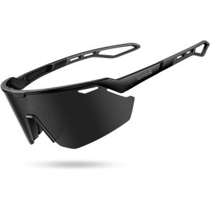 Lamicall 24g Polarized Sports Sunglasses for Men Women – UV400 Protection Sun Glasses for Running Cycling Baseball Fishing(Black Frame-gray Lens)