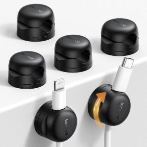 Lamicall 6Pack 3-in-1 Cord Spring Clip Holder – Small Clips for Desk Cable Organizer, Adhesive Adjustable Cable Holder for Charger Wire, USB Cord, Office, Car, Cord Management, Desk Accessories(6Pack)