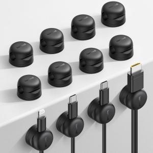 Lamicall 6Pack 3-in-1 Cord Spring Clip Holder – Small Clips for Desk Cable Organizer, Adhesive Adjustable Cable Holder for Charger Wire, USB Cord, Office, Car, Cord Management, Desk Accessories(12Pack)