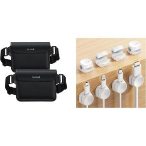 Lamicall 8Pack Cord Organizer Spring Clips + Waterproof Fanny Packs