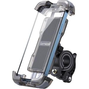 Lamicall Bike Phone Mount Holder – Motorcycle Phone Mount, Adjustable Cell Phone Holder, Bicycle Scooter Handlebar Cradle Clip for iPhone Air 17 Pro Max/ 16 Plus, 15 Plus, iPhone 14 and 4.7-6.8″ Phone(Transparent)