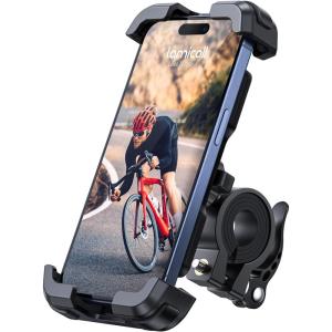 Lamicall Bike Phone Mount Holder – Motorcycle Phone Mount, Adjustable Cell Phone Holder, Bicycle Scooter Handlebar Cradle Clip for iPhone Air 17 Pro Max/ 16 Plus, 15 Plus, iPhone 14 and 4.7-6.8″ Phone(Black)