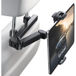 Lamicall Car Headrest Tablet Holder – [3 in 1 Extension Arm] Adjustable Tablet Car Mount for Back Seat, Road Trip Essentials for Kids, for 4.7-11″ Device Like iPad Pro, Air, Mini, Galaxy, Fire, Black(Black)