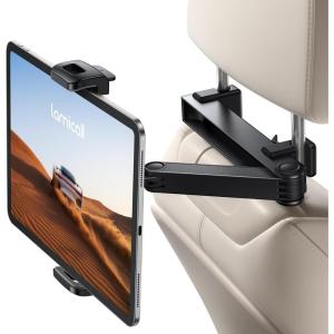 Lamicall Car Headrest Tablet Holder – [Lockable] [3 in 1 Extension Arm] Upgrade Tablet Mount for Car Backseat, Road Trip Essentials for Kids, for iPad Pro, Air, Mini, Galaxy, Fire HD, 4.7-13″ Tablets