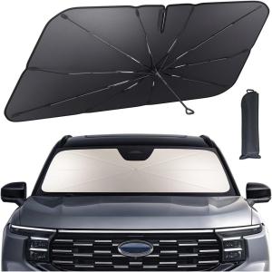 Lamicall Car Windshield Sunshade Umbrella – 5-Layer UV Block, 10-Rib Fiberglass Frame for Heat Insulation, 64″x34″ Front Window Interior Sun Protection, for Large SUV, Truck Windshield