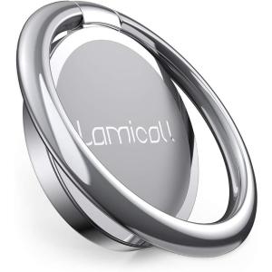 Lamicall Cell Phone Ring Holder Stand – Phone Finger Gip Kickstand, 360° Rotation Polished Metal Grip for Magnetic Car Mount, Fit for iPhone 17/16/15/14 Pro Max Air, Android Smartphone Accessories(Sliver-02)