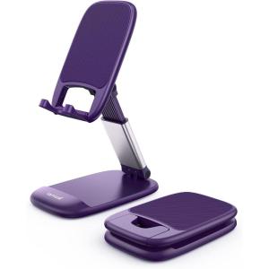 Lamicall Cell Phone Stand for Desk – [Height Adjustable] Foldable Mobile Phone Holder, Portable Stand for iPhone 17 16 15 14 13 12 11 Pro Max Plus Air, Galaxy S25 S24, Telephone, Office Accessories(Dark Purple)