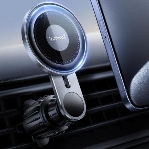 Lamicall Fits MagSafe Car Mount Vent – [2024 Upgraded HD Glass Surface] Magnetic Phone Holders for Your Car – Car Phone Holder Mount for iPhone 15 14 13 Pro Plus Max Mini Mag Safe Case & All Phones
