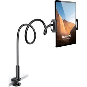 Lamicall Gooseneck Tablet Mount Holder for Bed – Flexible Tablet Arm Clamp for Bed Compatible with Pad Mini 7.9, Air 9.7, Pro 10.5, Kindle, Switch, Galaxy Tabs, More 4.7-11″ Device – Black(Black)