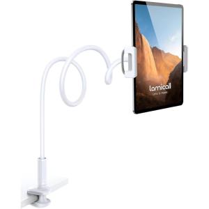 Lamicall Gooseneck Tablet Mount Holder for Bed – Flexible Tablet Arm Clamp for Bed Compatible with Pad Mini 7.9, Air 9.7, Pro 10.5, Kindle, Switch, Galaxy Tabs, More 4.7-11″ Device – Black(White)