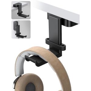 Lamicall Headphone Stand, Headset Hanger – 360 Degree Rotation Earphone Hook Holder Mount, Table Headphone Stand with Cable Organizer, Gaming Headset Clamp for HyperX, Razer, Sony, Sennheiser – Black(Black)