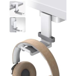 Lamicall Headphone Stand, Headset Hanger – 360 Degree Rotation Earphone Hook Holder Mount, Table Headphone Stand with Cable Organizer, Gaming Headset Clamp for HyperX, Razer, Sony, Sennheiser – Black(White)