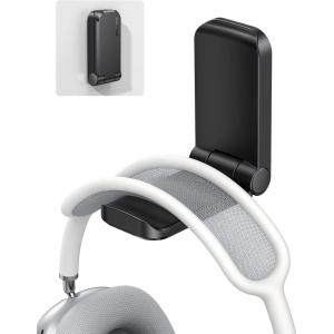 Lamicall Headphone Stand, Sticky Headset Hanger – Adhesive Headphone Holder Hook Mount, Headset Stand Holder Clip Under Desk, Earphone Clamp for Airpods Max, HyperX, Sennheiser, Black(Black – One Pack)