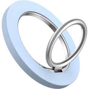 Lamicall Magnetic Phone Grip for MagSafe Accessories – 2025 [Upgraded Strong Magnet] Finger Ring Holder, 1s Snap Pop Grip Socket Stand, Mag Safe Kickstand Accessories for iPhone 16 Pro Max, Androids(sky blue)