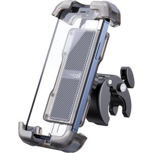 Lamicall Motorcycle Phone Mount, Bike Phone Holder – [Metal Lock] Upgrade Quick Install Handlebar Clip for Bicycle Scooter, Cell Phone Clamp for iPhone 17 16 15 Pro Max, Galaxy, 4.7-6.8″ Phones(Transparent)