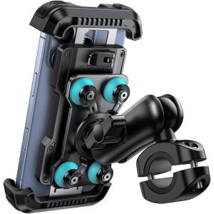 Lamicall Motorcycle Phone Mount Holder – [Dual Vibration Dampener] [Metal Adjustment Arm] Motorcycle Cell Phone Holder, Bike Handlebar Phone Mount, for iPhone 16/15/ 14/13 Pro Max, 4.7-6.7″ Phones(Blue)