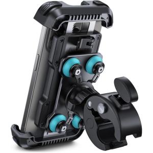 Lamicall Motorcycle Phone Mount Holder – [Dual Vibration Dampener] [Upgrade Handlebar Clip] Motorcycle Cell Phone Holder, Bike Phone Mount, Fit iPhone 16/15/14/13 Pro Max, 4.7-6.7″ Phones, Black(Blue)