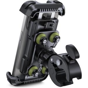 Lamicall Motorcycle Phone Mount Holder – [Dual Vibration Dampener] [Upgrade Handlebar Clip] Motorcycle Cell Phone Holder, Bike Phone Mount, Fit iPhone 16/15/14/13 Pro Max, 4.7-6.7″ Phones, Black(Green)