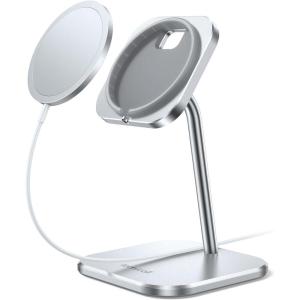 Lamicall Phone Stand for Apple 15W MagSafe Charger – [Charger Not Included] 360 Rotation Adjustable Aluminum Charging Holder Dock for Desk, Compatible with iPhone 17 16 15 14 Air, Pro, Pro Max, Plus(for 25W Charger [New Version])