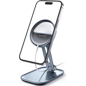 Lamicall Phone Stand for Apple 15W MagSafe Charger – Collasple Adjustable Charging Holder Dock Cradle for Desk, Compatible with Airpods, iPhone 16 15 14 13 12 Plus, Pro, Pro Max, Grey [Stand Only](For 15W Charger [Old Version] – Grey)