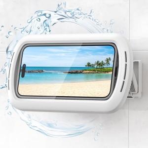Lamicall Shower Phone Case Holder Waterproof – Bigger Size for More Phone(4″-7″), Clearer Sound Shower Bathroom Bathtub Accessories, IPX6 Waterproof Wall Mount for iPhone 16 Pro Max, S25 Ultra(Snow White)