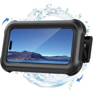 Lamicall Shower Phone Holder Waterproof – 480° Rotatable Retractable Adjustable Shower iPhone Case Holder, Bathroom Wall Phone Mount Stand Water Proof Anti Fog Case, Accessories for 4-7″ Cellphones(Black)
