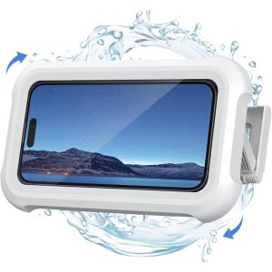 Lamicall Shower Phone Holder Waterproof – 480° Rotatable Retractable Adjustable Shower iPhone Case Holder, Bathroom Wall Phone Mount Stand Water Proof Anti Fog Case, Accessories for 4-7″ Cellphones(Snow White)