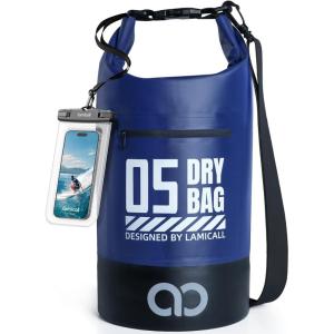 Lamicall Small Dry Bag, Waterproof Bag – [Durable & Floating] 5L/10L/20L/30L/40L Water Proof Bag with Waterproof Phone Pouch, Keeps Gear Dry Sack for Kayak Swim Boat Paddle Boarding Hiking Fishing(Navy Blue)