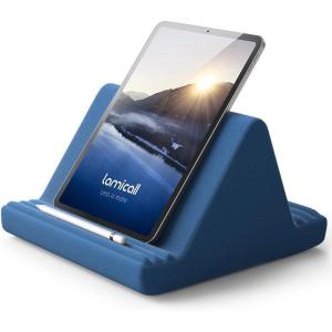 Lamicall Tablet Pillow Stand, Pillow Soft Pad for Lap – Tablet Holder Dock for Bed with 6 Viewing Angles, for 4-13″ Tablets, Like iPad Pro 11, 13, Air, Mini, Kindle, Galaxy Tab, E-Reader, Dark Gray(Royal Blue)