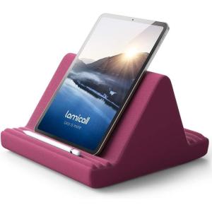 Lamicall Tablet Pillow Stand, Pillow Soft Pad for Lap – Tablet Holder Dock for Bed with 6 Viewing Angles, for 4-13″ Tablets, Like iPad Pro 11, 13, Air, Mini, Kindle, Galaxy Tab, E-Reader, Dark Gray(Purplish Red)