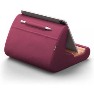 Lamicall Tablet Stand Pillow Holder – Tablet Pillow Soft Pad for Bed, Lap Phone Stand with Stylus Mount & Pocket, for iPad Pro 12.9, Air, Mini, Kindle, Galaxy Tab and 4-13″ Devices, Dark Grey(Dark Red)
