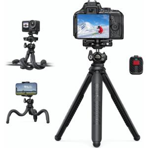 Lamicall Tripod for Camera – 3 in 1 Flexible Tripod for iPhone with Wireless Remote – iPhone Tripod Stand for Video Recording Vlogging Compatible with iPhone Samsung Go Pro, Small Digital Camera(NEW Upgraded Tripod for Camera – Dark Grey)