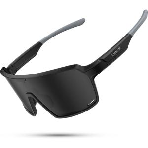 Lamicall XL Size Polarized Sports Sunglasses for Men Women, Large UV400 Protection Sun Glasses, Running Cycling Baseball(Black Frame-gray Lens)